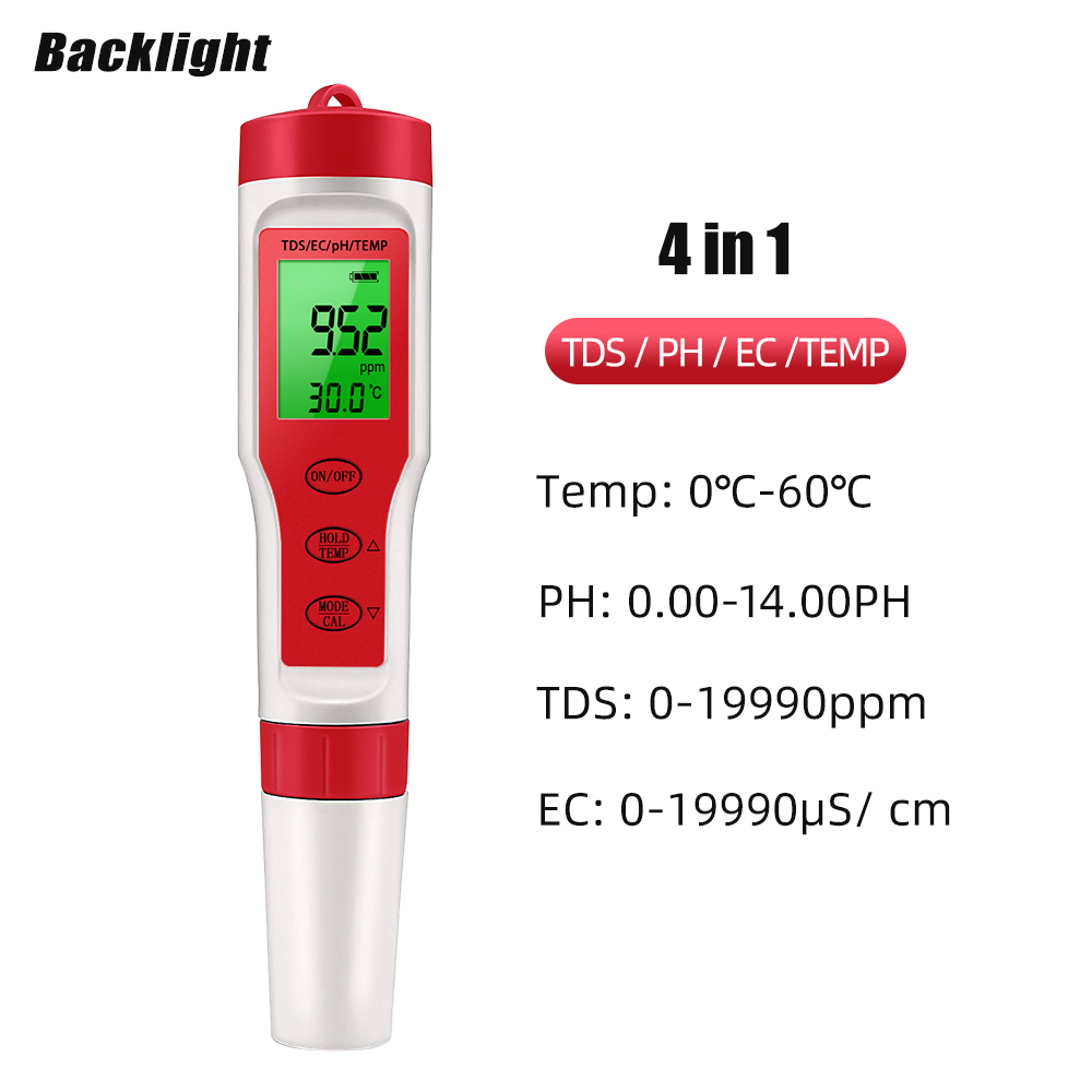 4 IN 1 TDS PH Meter PH/TDS/EC/ - Ph Meter Digital Water Tester 评论和价格
