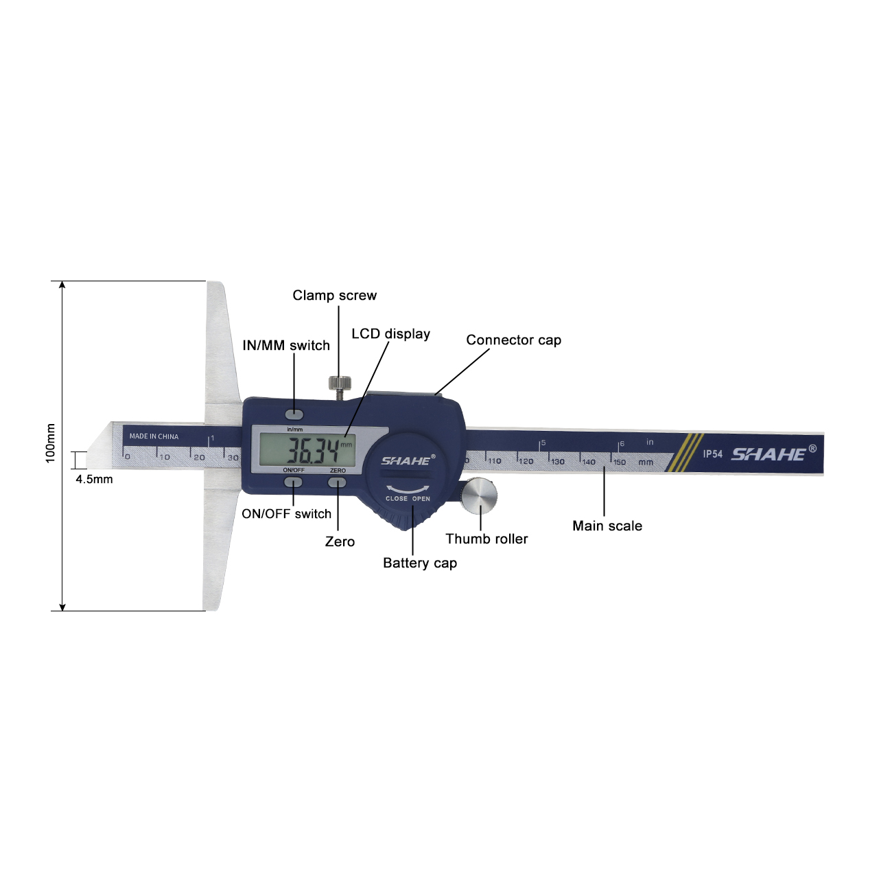 SHAHE Digital Depth Caliper 15 - Digital Caliper 150Mm Stainless Steel 评论和价格